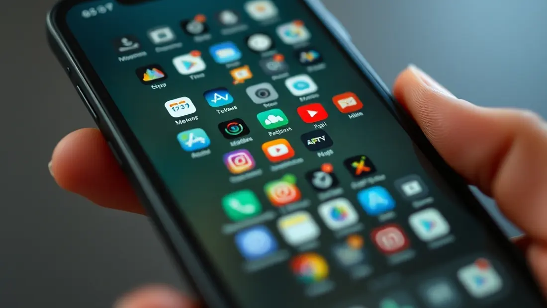 Vue d'écran d'un téléphone avec des applications